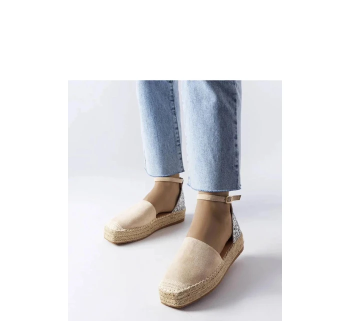 Dámské espadrilky 22883 Béžová se stříbrnou - FLYFOR