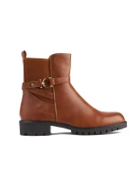 Pěkné hnědé dámské kotníčkové boty na širokém podpatku Pěkné hnědé dámské kotníčkové boty na širokém podpatku