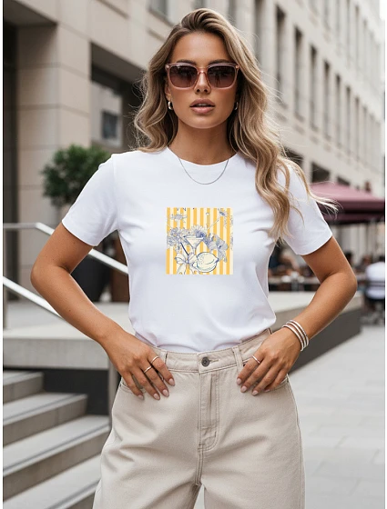 Dámské tričko s potiskem s prázdninovým motivem, bílé, FashionStreet NX8032RY