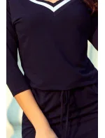 Tmavě modré dámské sportovní šaty se stahováním model 6537153
