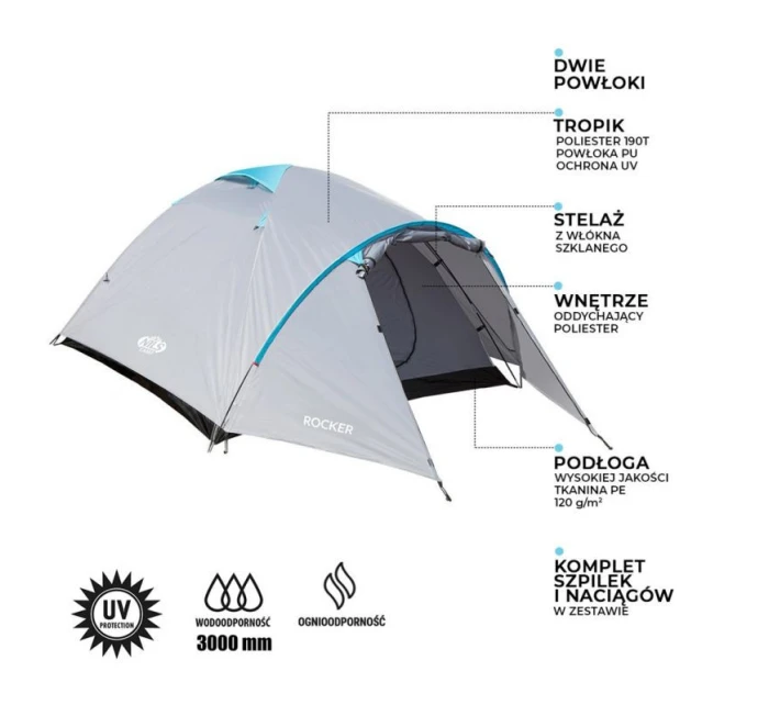 Stan NILS CAMP ROCKER NC6013 pro 3 osoby Stan NILS CAMP ROCKER NC6013 pro 3 osoby