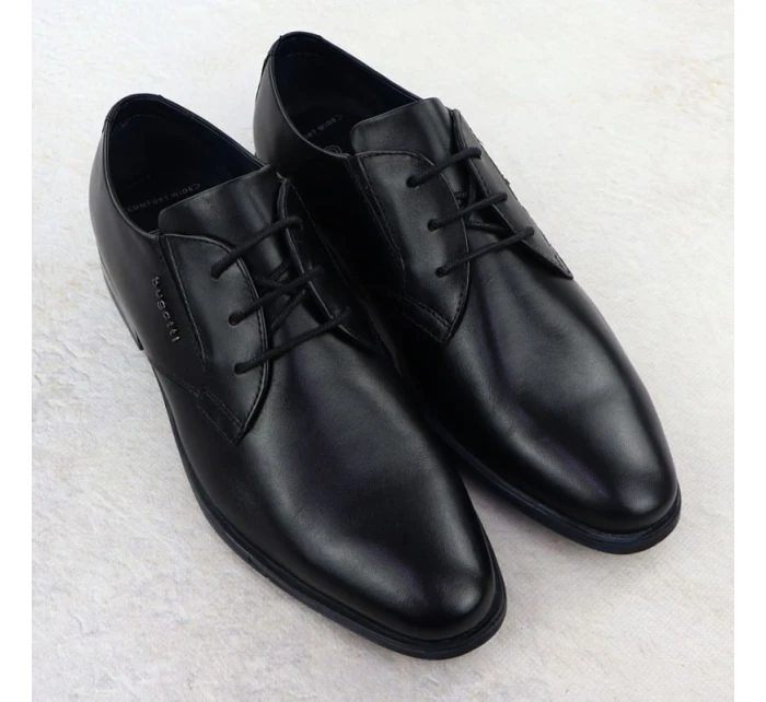 Pánské černé kožené společenské polobotky Bugatti SS153157