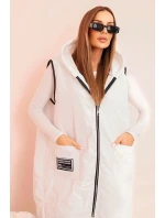 Dámská prošívaná vesta Plus Size s kapucí na zip bílá