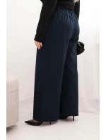 Dámské kalhoty Plus Size se širokou nohavicí a páskem čokoládové Dámské kalhoty Plus Size se širokou nohavicí a páskem čokoládové