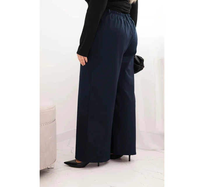 Dámské kalhoty Plus Size se širokou nohavicí a páskem čokoládové Dámské kalhoty Plus Size se širokou nohavicí a páskem čokoládové