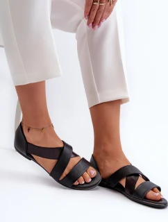 Černé kožené sandály se model 21657944 - EVENTO