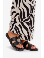 Ploché Pantofle S Výřezy A Dekorací Černé Bohalis