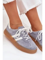 Semišové dámské sneakersy na platformě modré Marisae