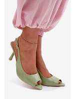 Dámské sandály na podpatku Zelené model 22091994 - Boto Dámské sandály na podpatku Zelené model 22091994 - Boto