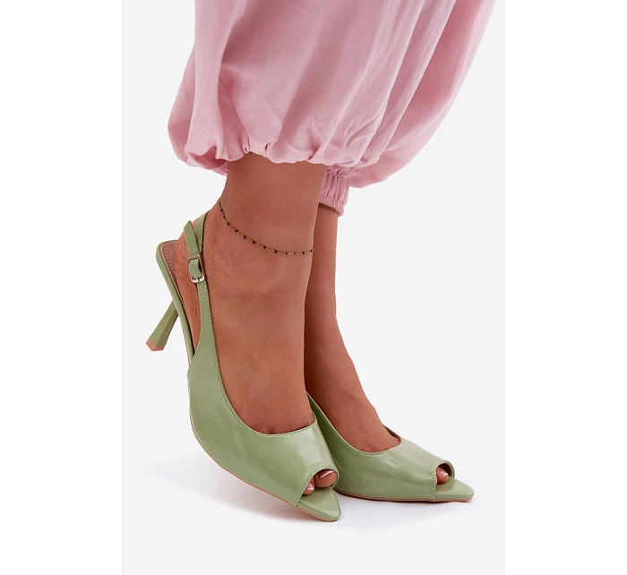 Dámské sandály na podpatku Zelené model 22091994 - Boto Dámské sandály na podpatku Zelené model 22091994 - Boto