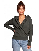 B246 Zavinovací svetr s kapucí - vojensky zelený