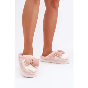 Futrzane Pantofle S Mašlí Růžové Grilis Futrzane Pantofle S Mašlí Růžové Grilis