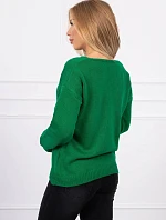 Svetr S202-15 s výstřihem do V zelený - Kesi