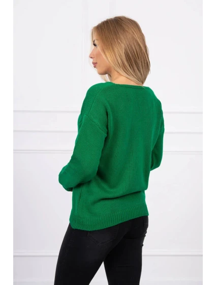 Svetr S202-15 s výstřihem do V zelený - Kesi Svetr S202-15 s výstřihem do V zelený - Kesi