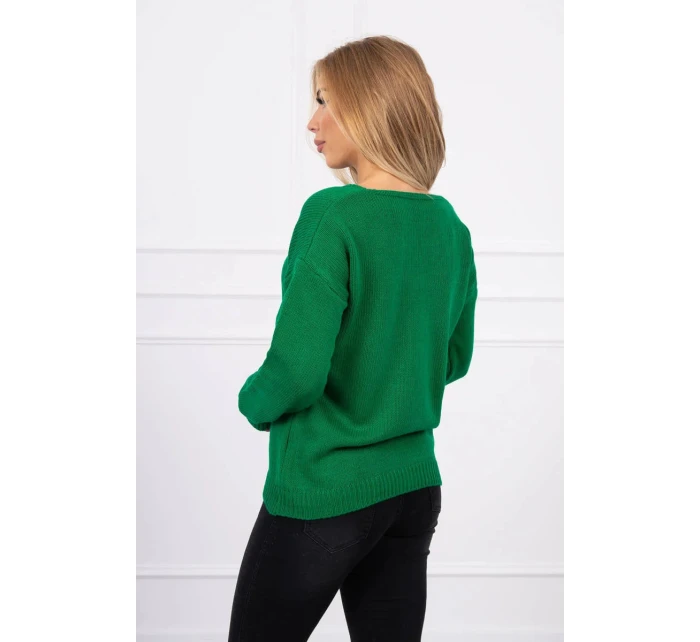 Svetr S202-15 s výstřihem do V zelený - Kesi Svetr S202-15 s výstřihem do V zelený - Kesi