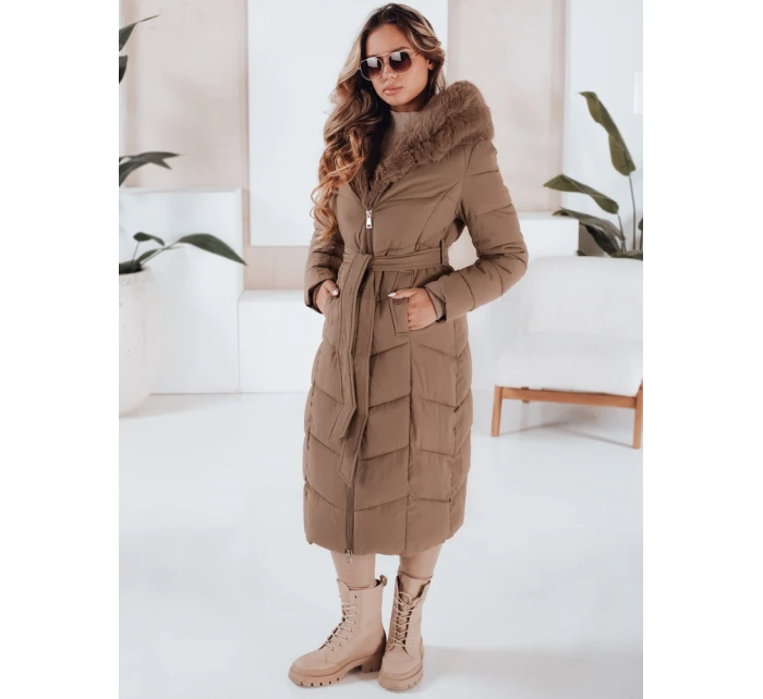 Dámská zimní dlouhá prošívaná bunda s umělou kožešinou FashionStreet TY5086