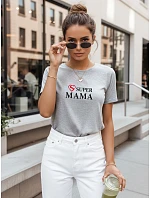 Dámské tričko s potiskem Super Mama světle šedé FashionStreet NX5025RY