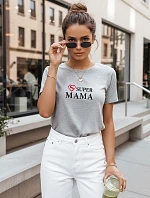 Dámské tričko s potiskem Super Mama světle šedé FashionStreet NX5025RY