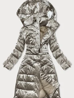 DŁUGA BŁYSZCZĄCA KURTKA ZIMOWA DAMSKA BEŻOWA model 21243596 - WAY MODE