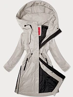 Dámská rovná bunda s kapucí LHD světle béžová (LHD-24592)