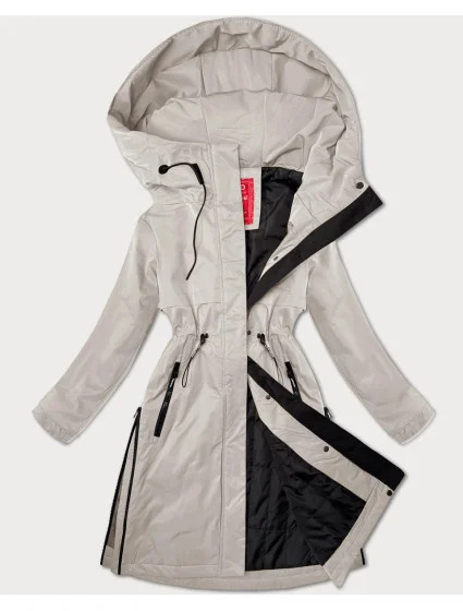 Světle béžová dámská bunda s kapucí model 20927369 - LHD