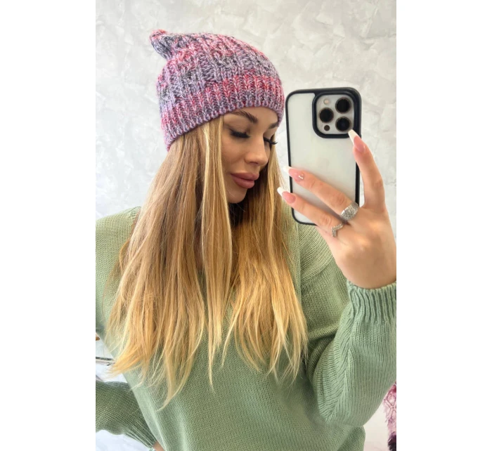 Fleecová čepice Melisa K241 fialová+červená Fleecová čepice Melisa K241 fialová+červená