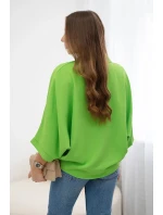 Oversized halenka se zapínáním na knoflíky jasně zelená