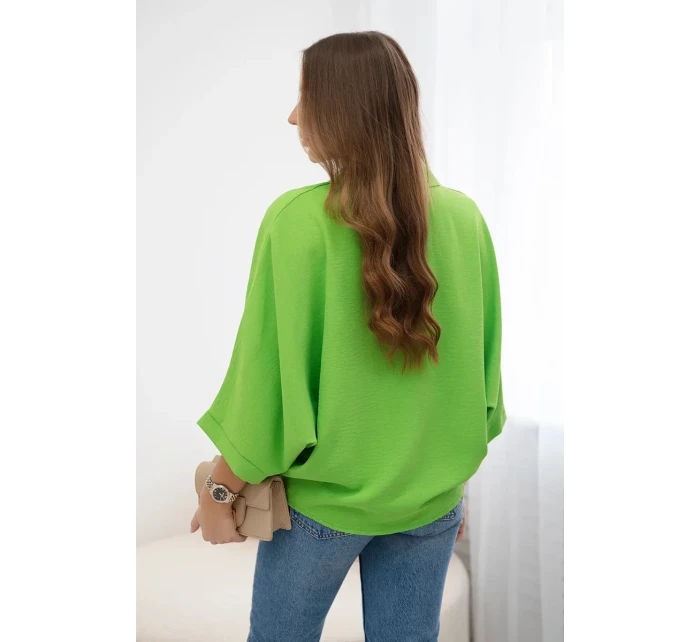 Oversized halenka se zapínáním na knoflíky jasně zelená