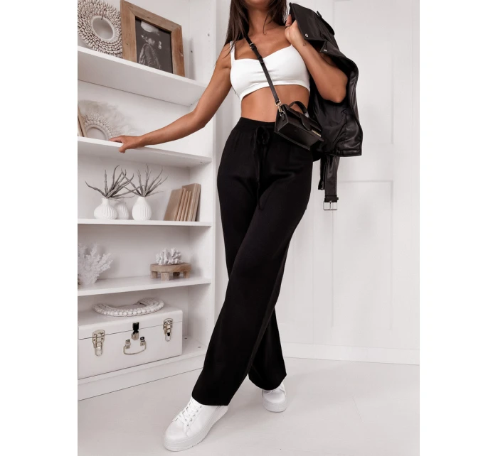 Dámské kalhoty se širokými nohavicemi LAKELIFE black FashionStreet UY1688