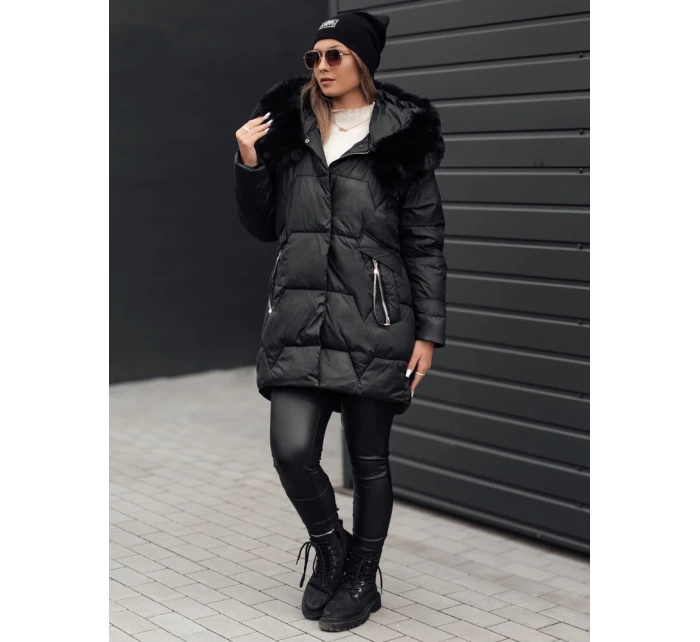 Dámská prošívaná zimní bunda FROSTYFIT s kapucí černá FashionStreet TY4675