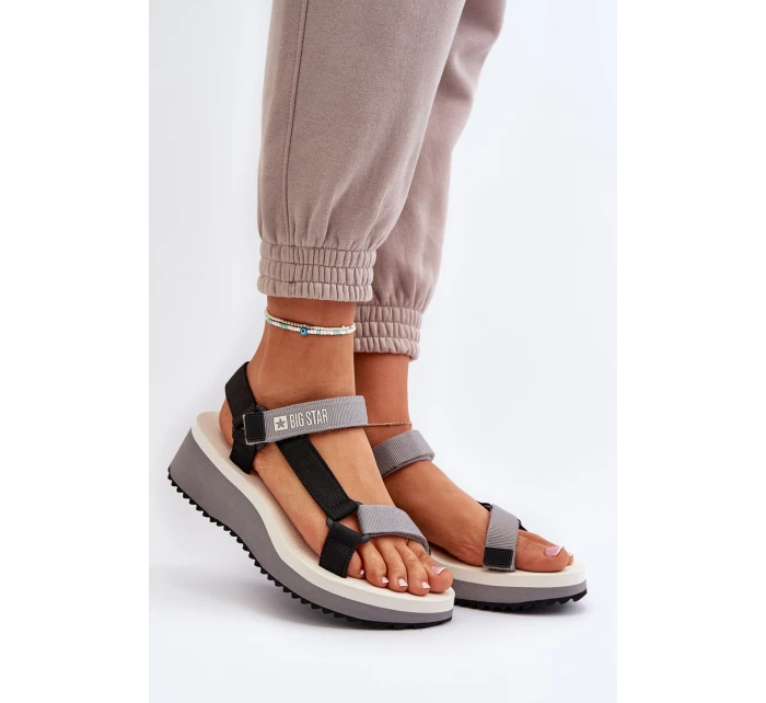 Dámské sandály na platformě a Big Star šedé model 21652812 - Big Star Shoes Dámské sandály na platformě a Big Star šedé model 21652812 - Big Star Shoes
