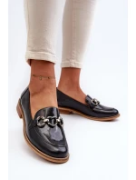 Kožené dámské lakované mokasíny model 21656264 modré - Laura Messi Kožené dámské lakované mokasíny model 21656264 modré - Laura Messi