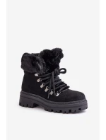 Dámské Šněrovací Boty S Kožíškem Černé Vaminia Dámské Šněrovací Boty S Kožíškem Černé Vaminia