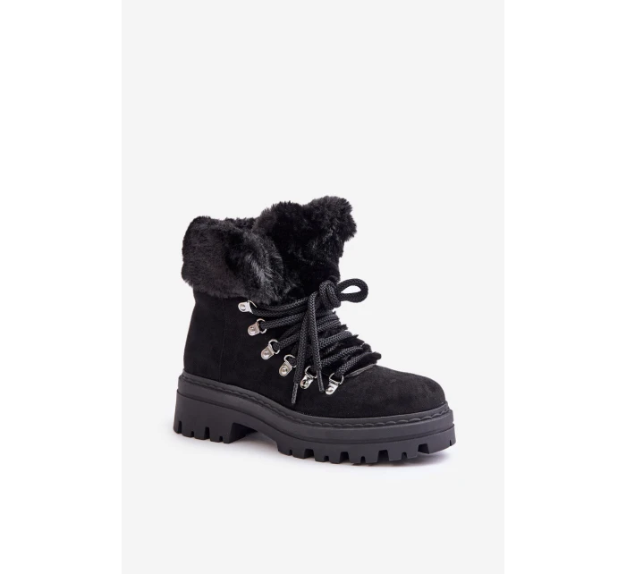 Dámské Šněrovací Boty S Kožíškem Černé Vaminia Dámské Šněrovací Boty S Kožíškem Černé Vaminia