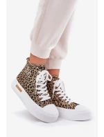 Vysoké Dámské Tenisky S Leopardským Vzorem Na Platformě Hnědé Laviriona Vysoké Dámské Tenisky S Leopardským Vzorem Na Platformě Hnědé Laviriona