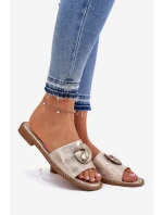 Dámské sandály na plochém podpatku s ozdobným detailem KV51-007 zlaté