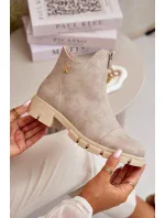 Zateplené Dámské Kotníkové Boty S Eko Kožené Zlaté model 20712781 - Kesi Zateplené Dámské Kotníkové Boty S Eko Kožené Zlaté model 20712781 - Kesi