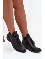 Dámské zateplené botky S.Barski – černé, na plochém podpatku Dámské zateplené botky S.Barski – černé, na plochém podpatku