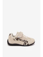 Dětské sportovní boty na suchý zip s leopardím vzorem Perrin – béžové