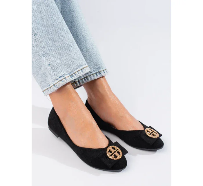 Pěkné dámské černé baleríny bez podpatku Pěkné dámské černé baleríny bez podpatku