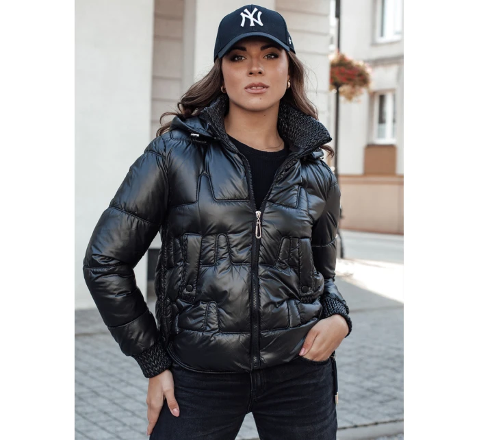 Dámská zimní bunda krátká prošívaná s kapucí černá Dstreet model 21980753 - FashionStreet