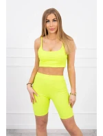 Souprava s kalhotami s vysokým pasem žluté neonové barvy