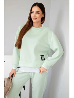 Dámský komplet s volnou mikinou a tepláky jasně mátová model 21808631 - K-Fashion
