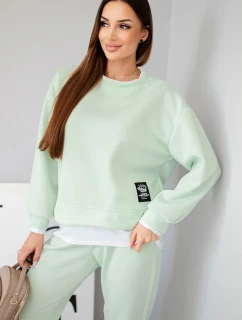 Dámský komplet s  volnou mikinou a tepláky jasně mátová model 21808631 - K-Fashion