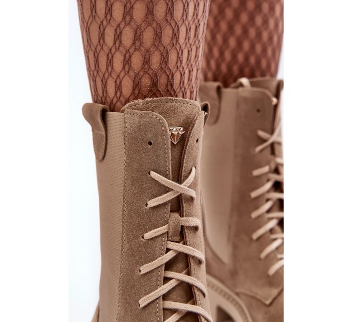 Dámské Vyšívané Kožené Boty Bežové Nicole 2836 Dámské Vyšívané Kožené Boty Bežové Nicole 2836