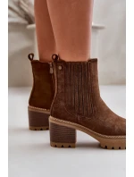 Dámské boty na podpatku z eko semiše zateplené tmavě hnědé Nevitas Dámské boty na podpatku z eko semiše zateplené tmavě hnědé Nevitas