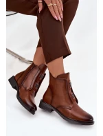 Dámské boty s izolací na nízkém podpatku s ozdobami hnědé model 21712145 - EVENTO Dámské boty s izolací na nízkém podpatku s ozdobami hnědé model 21712145 - EVENTO