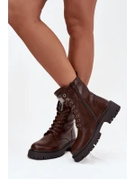 Dámské workery s ozdobou eko kůže čokoládové Karessa Dámské workery s ozdobou eko kůže čokoládové Karessa