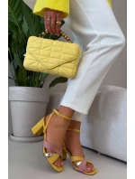 Dámské sandály na podpatku s pásky Eko semiš žluté model 21937474 - Boto