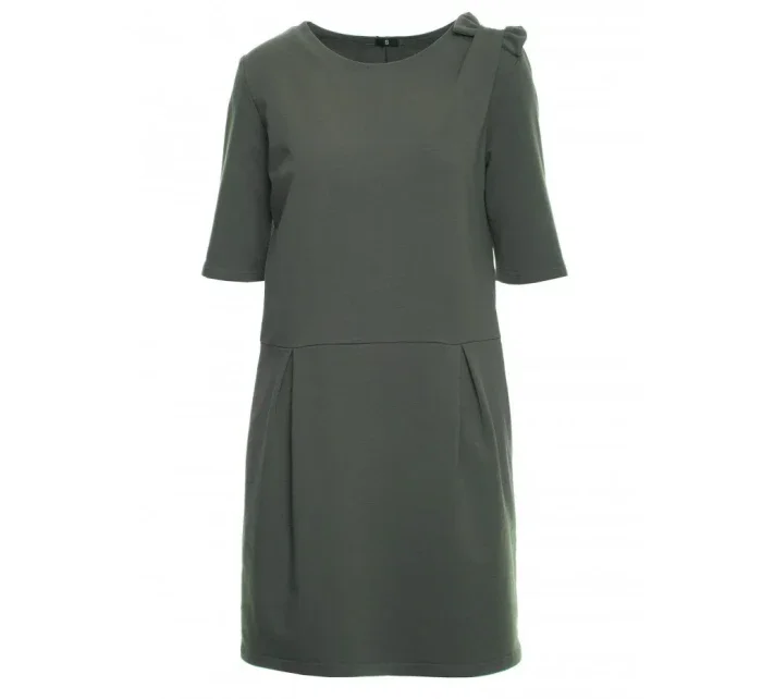 M422 Šaty se spadlým pasem a mašlí - vojensky zelené